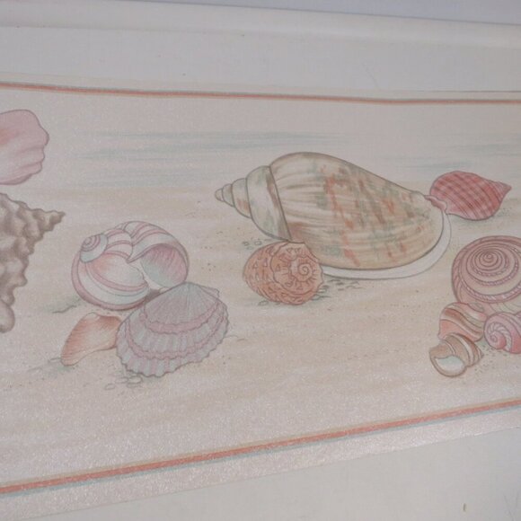 Seashells Wallpaper Boarder (3) Rolls (Shimmer Surface) 7" tall - Picture 4 of 12